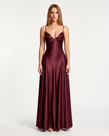Abito lungo in raso con corsetto Ginevra