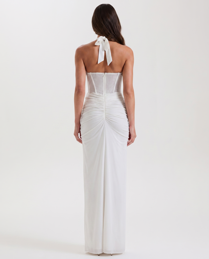 Abito lungo drappeggiato in tulle Mia