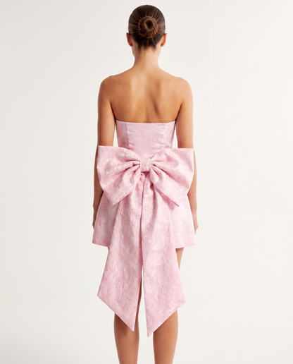 Abito corto in jacquard con fiocco Bianca